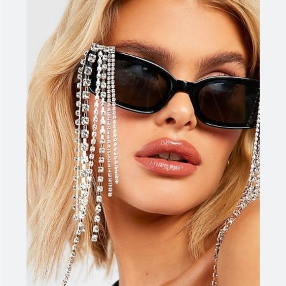 Sparkly Tortoise Rhinestone Tassel Sunglasses - Picture 4 of 14